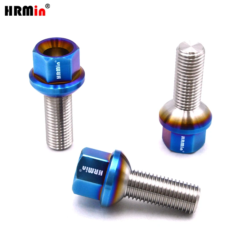 

HRMin High quality 10.9 grade 10ps/20ps M14*1.5*28-45mm Gr.5 titanium Ball seat titanium bolt wheel bolt For Mercedes-Benz