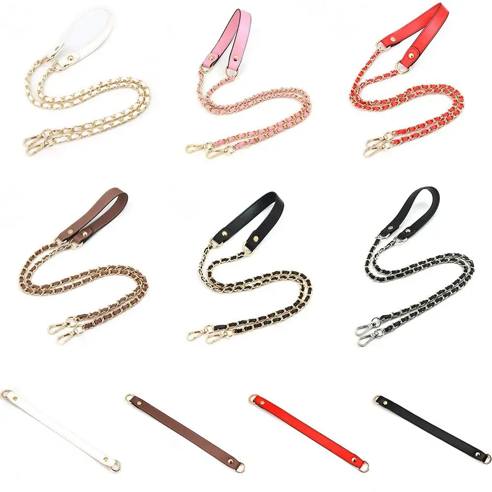 29cm/120cm PU Leather Belts Straps Steel Bag Chains DIY Detachable Replacement Purse Chain Bag for Handbags Handle Accessories