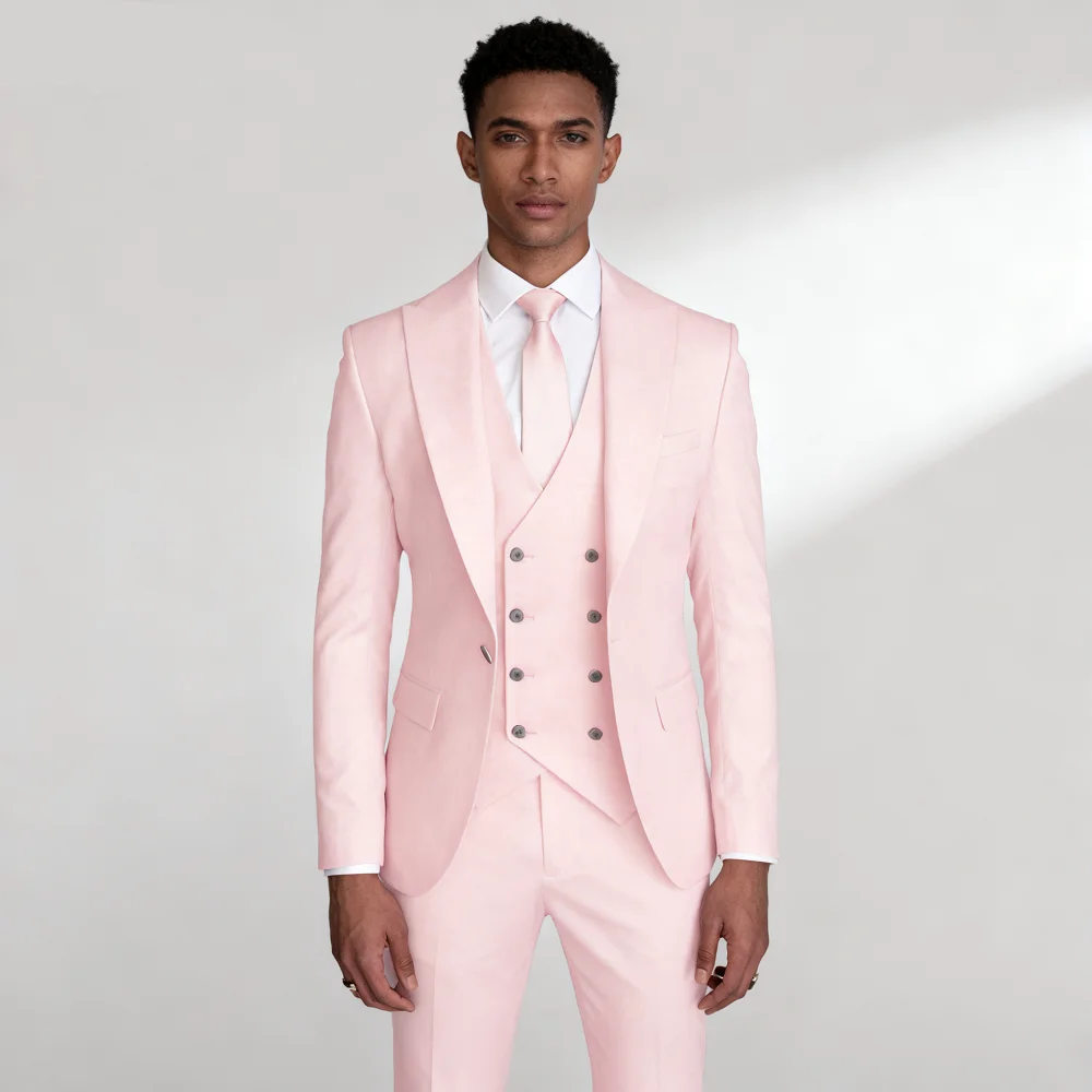 

Chic Blue Men's Terno Set with 3-Piece Jacket Pants Vest Notch Lapel Slim Fit Blazer High Quality for Formal Occasions