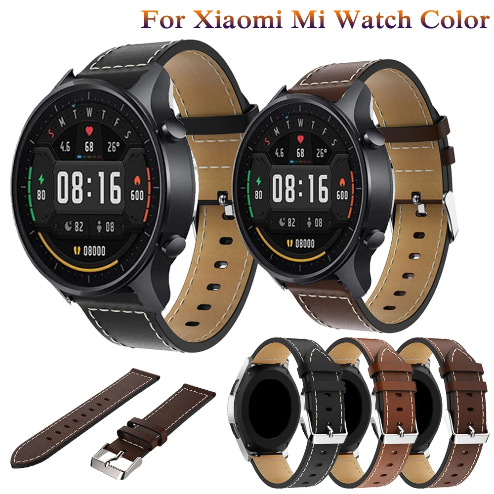 For Xiaomi MI Watch Color Strap New Genuine Leather Band 22mm Watch Strap Bracelet Watchband Wristband For MI Watch Color Sport