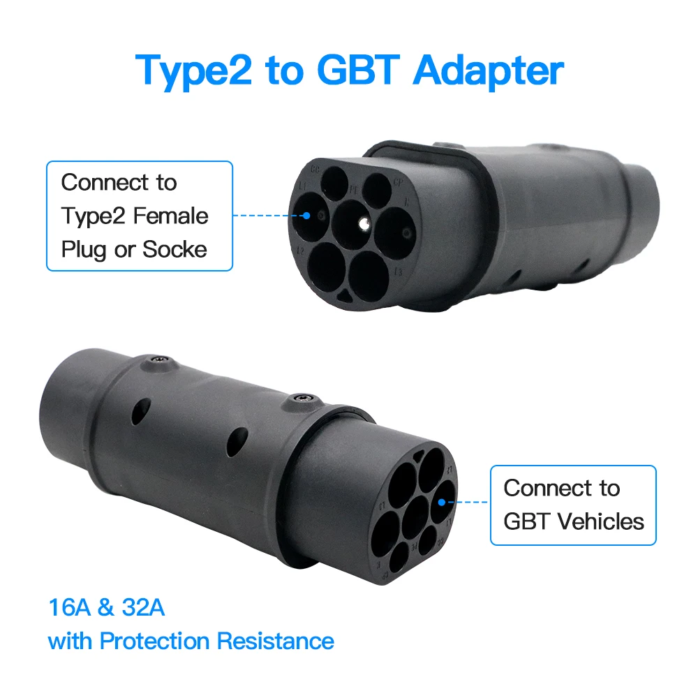 Elektrische Auto Opladen Adapter Vat, 32A Ev Charger Converter Opladen Station Iec 62196 Type2 Om J1772 Type1 En Type1 Om Type2