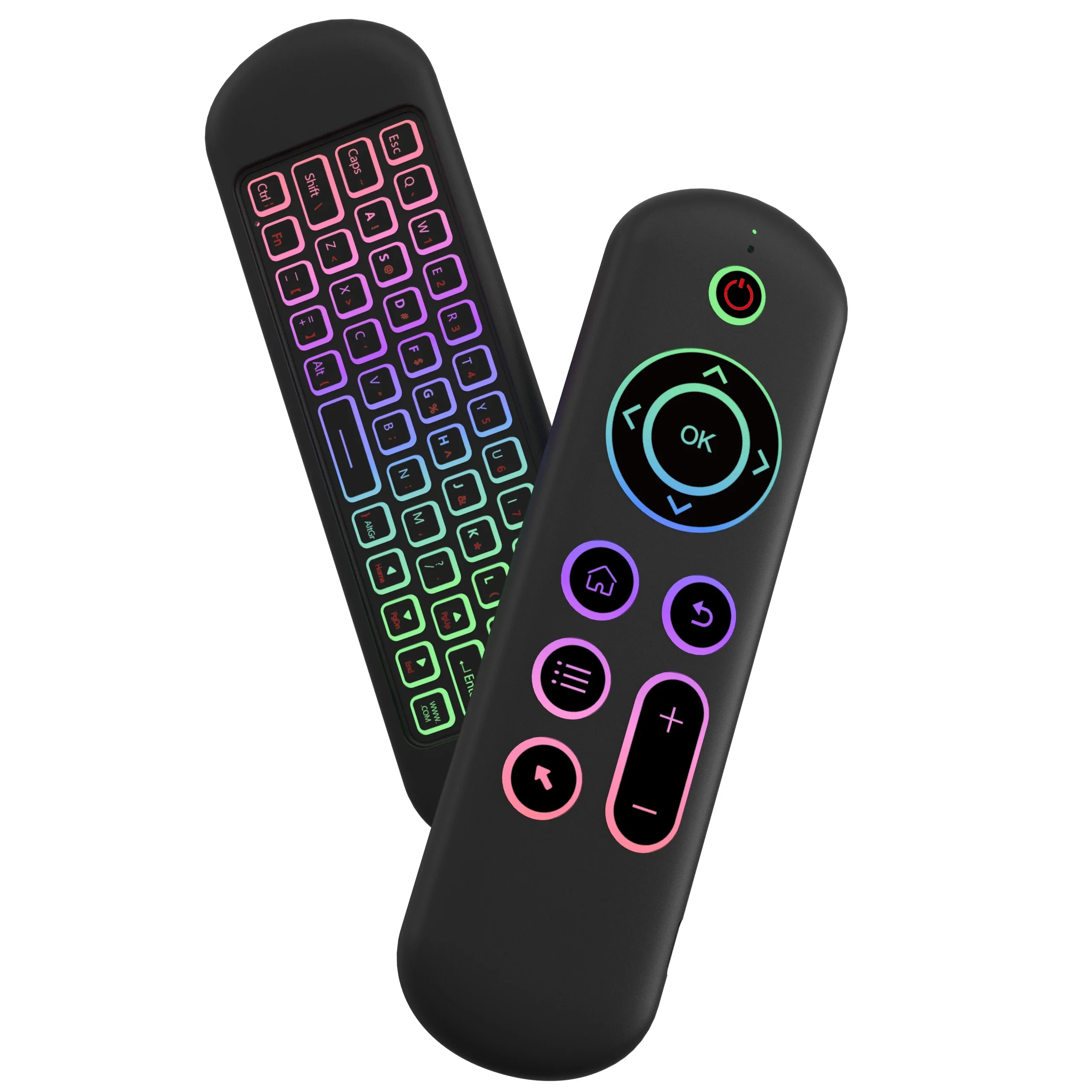 IPazzPort Gyroscope Air Mouse Mini clavier 2.4G & BT télécommande avec rétro-éclairage 7 couleurs pour Android TV Smart TV Box PC portable