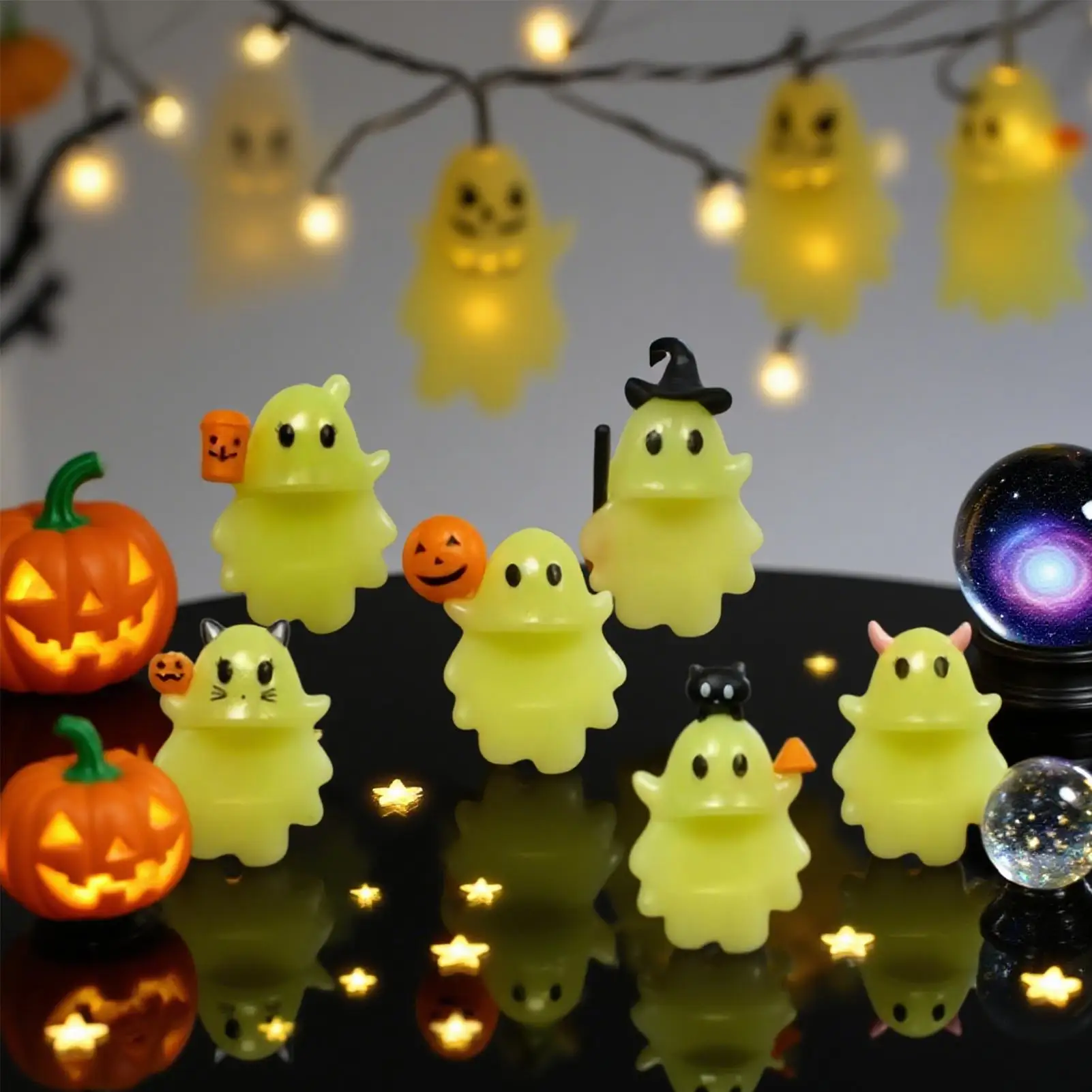 Brilha no escuro fantasma mistério boneca halloween fantasma ornamentos brinquedos estátua novidade para com recurso de luz decoração interior festa em casa
