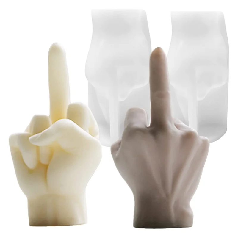 2 Pack Middle Finger Shaped Silicone Candle Molds, Gesture Molds for Candle Making Resin Soap, 3.8Inch