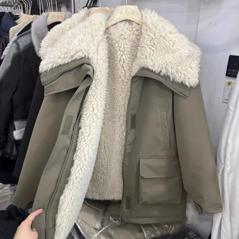 Women Large Lapel Padded Casual Jacket Tops Winter New Workwear Pie Overalls Women's Premium Sense Comfortable Cold Protection