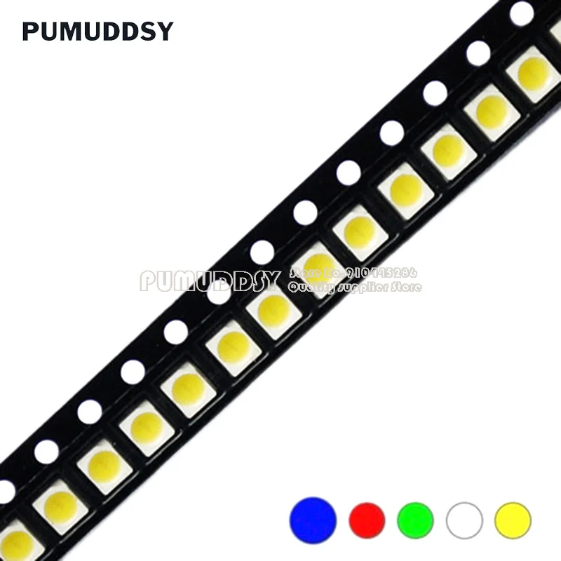 100PCS Super Bright 3528 1210 SMD LED Red Green Blue Yellow White UV ICE LED Diode PUMUDDSY