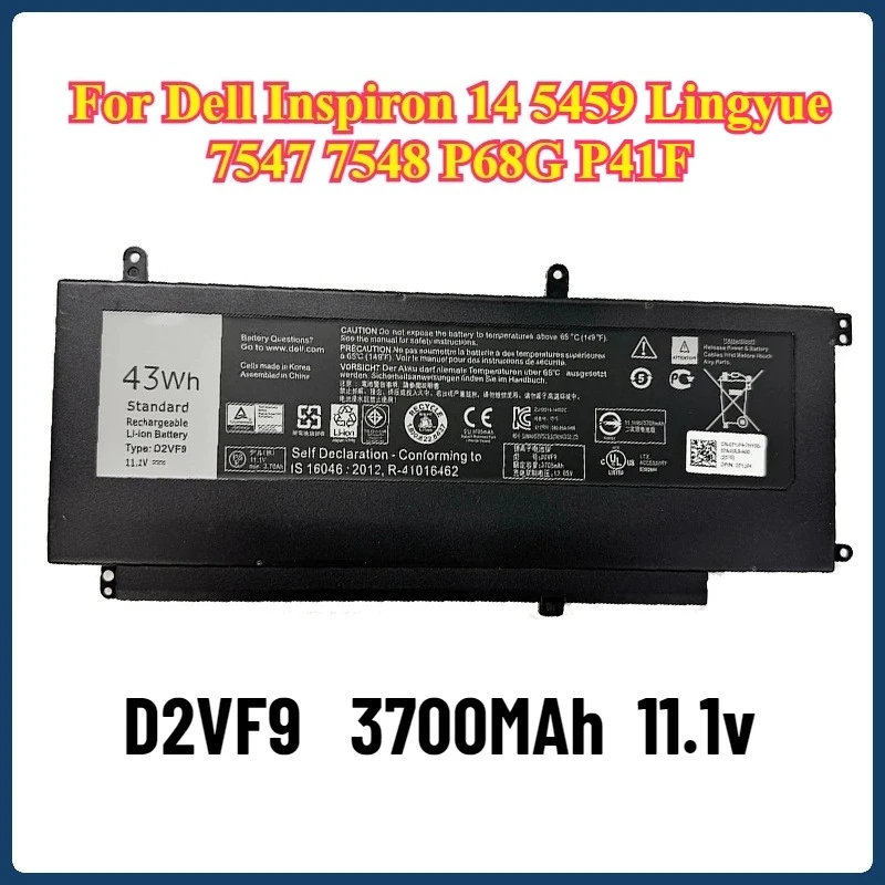 

New D2VF9 11.1v Laptop Battery for Dell Inspiron 14 5459 Lingyue 7547 7548 P68G P41F