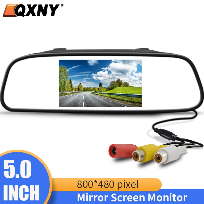 QXNY 5 Inch Rear View Mirror Monitor Rearview Mirror for Car Auto Parking Backup Camera TFT LCD HD 800*480 Screen Universal