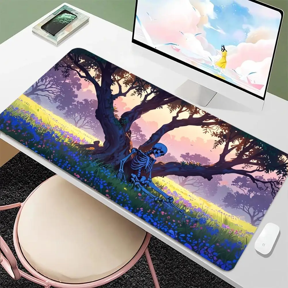 

Skull Tree Design Mouse Pad XXL Oversized Desk Mat Rubber Base with Sewn Edges Anti-Slip Mouse Pad Suitable for Home and Office