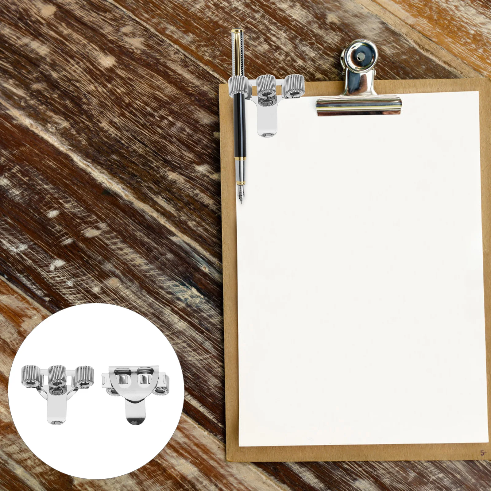 

10pcs Metal Pen Holder Clip Triple Slot For Binder Notebook Pencil Organizer Spring Clamp Pocket Pen Clip Desk Storage Accessory