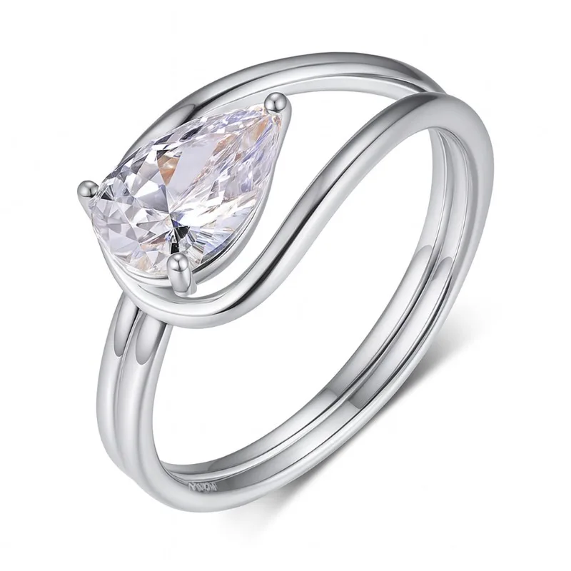Shining U S925 Silver Pear 6*9mm VVS1 D Color Moissanite 1.5ct Gems Ring for Women Fine Jewelry Engagement