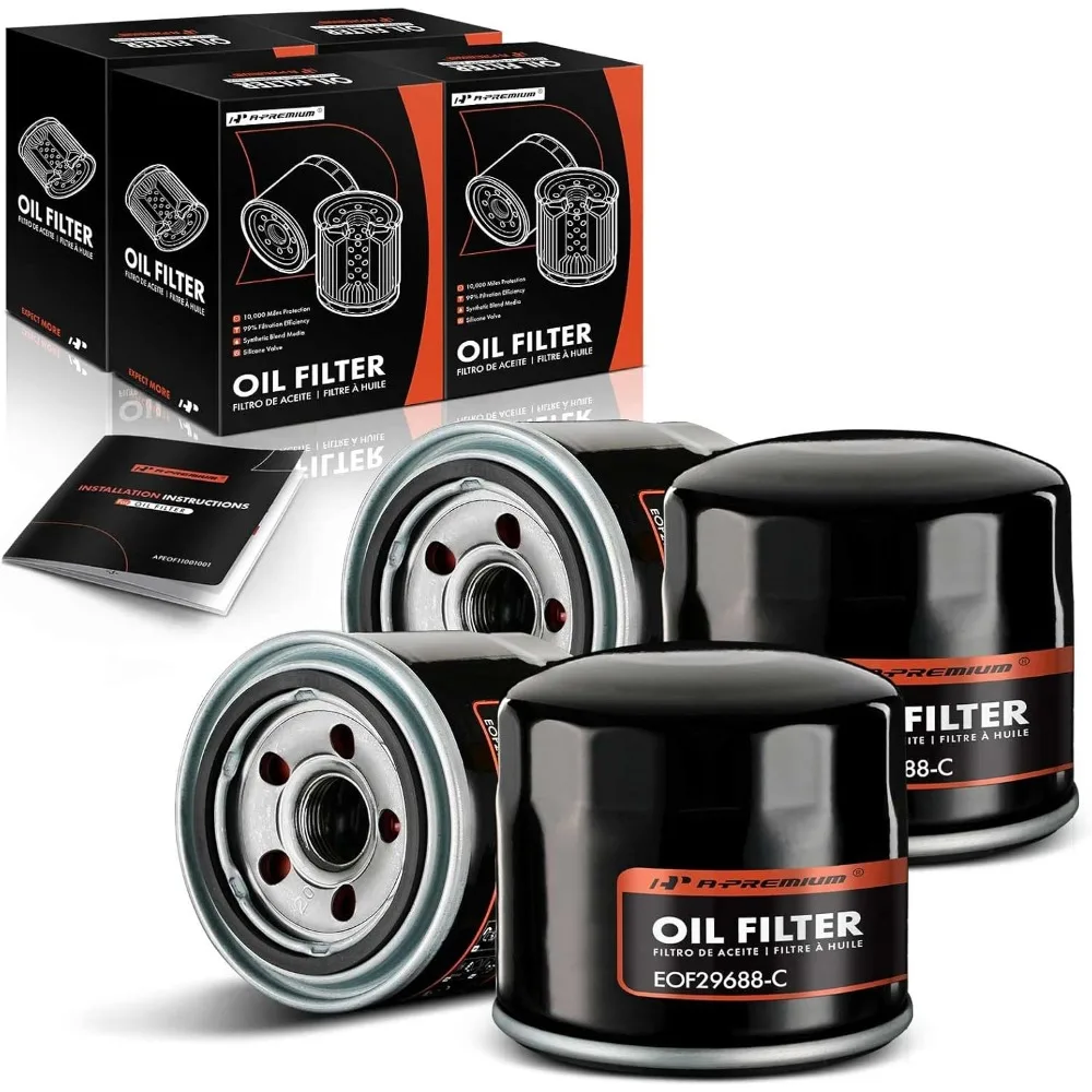 

4-Pack 10K-Mile Spin-On Oil Filter Fits Ford Chevy Toyota Honda GMC Hyundai Subaru Dodge Kia Mazda Chrysler Acura Mitsubishi