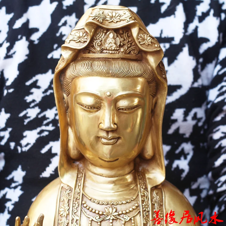 55CM Company SHOP Store home efficacious Talisman Protection-Buddhism Buddha Nanhai Guanyin KAI GUANG FENG SHUI statue