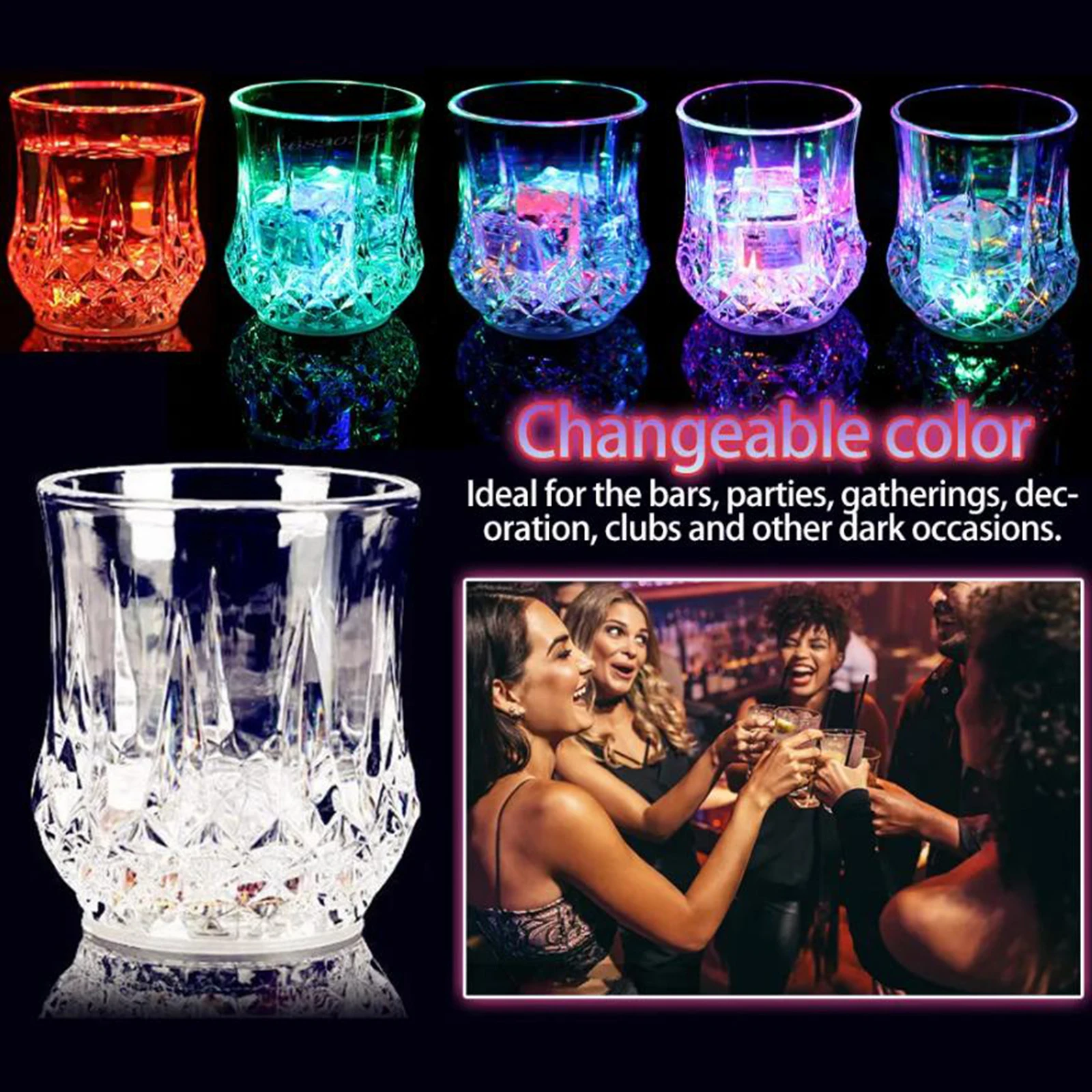 LED Automatic Flashing Cup Wine Beer Whisky Glowing Mug Colorful Flashing Drinkware For Christmas Party Bar Club Birthday