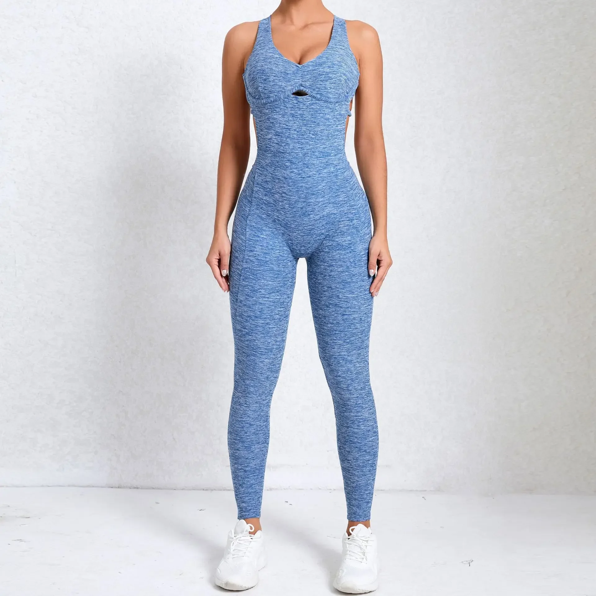 

One Piece Pleated Hollow Sports Pants Yoga Jumpsuit Beautiful Back Jumpsuit Yoga Suit