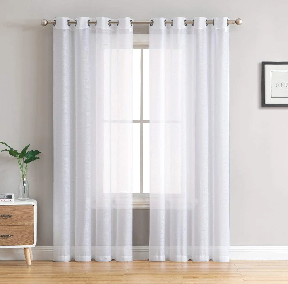 White Sheer Curtains Solid Voile Light Filtering Window Drapes with Grommet Top for Living Room/Bedroom 1 Panel Home Decor