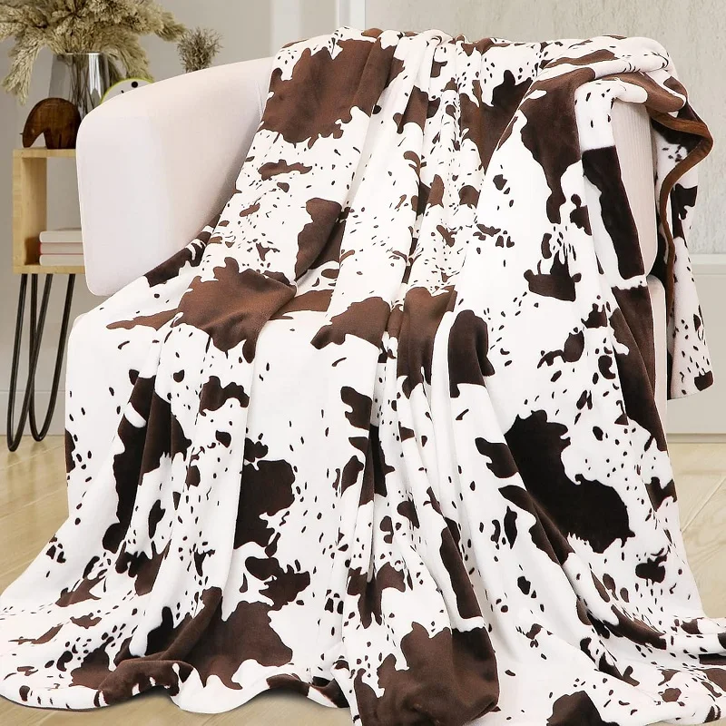 Cute Cow Print Blanket Soft Warm Throw Blanket Fleece Flannel Fuzzy Lightweight Travel Blankets Cozy All-Season Couch Cow Blanke