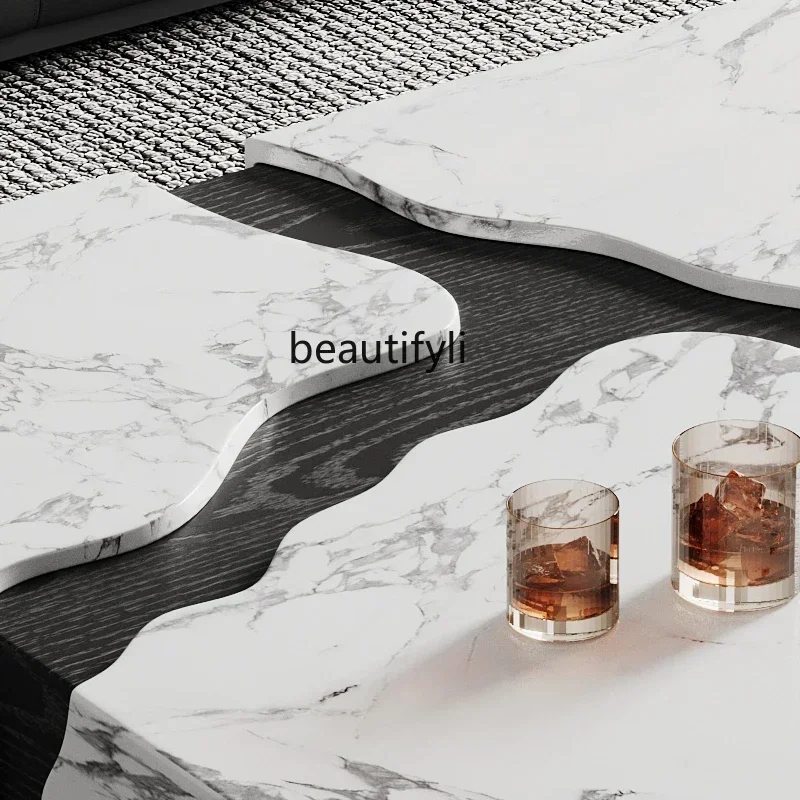 Marble coffee table living room household Italian light luxury high-end designer villa53