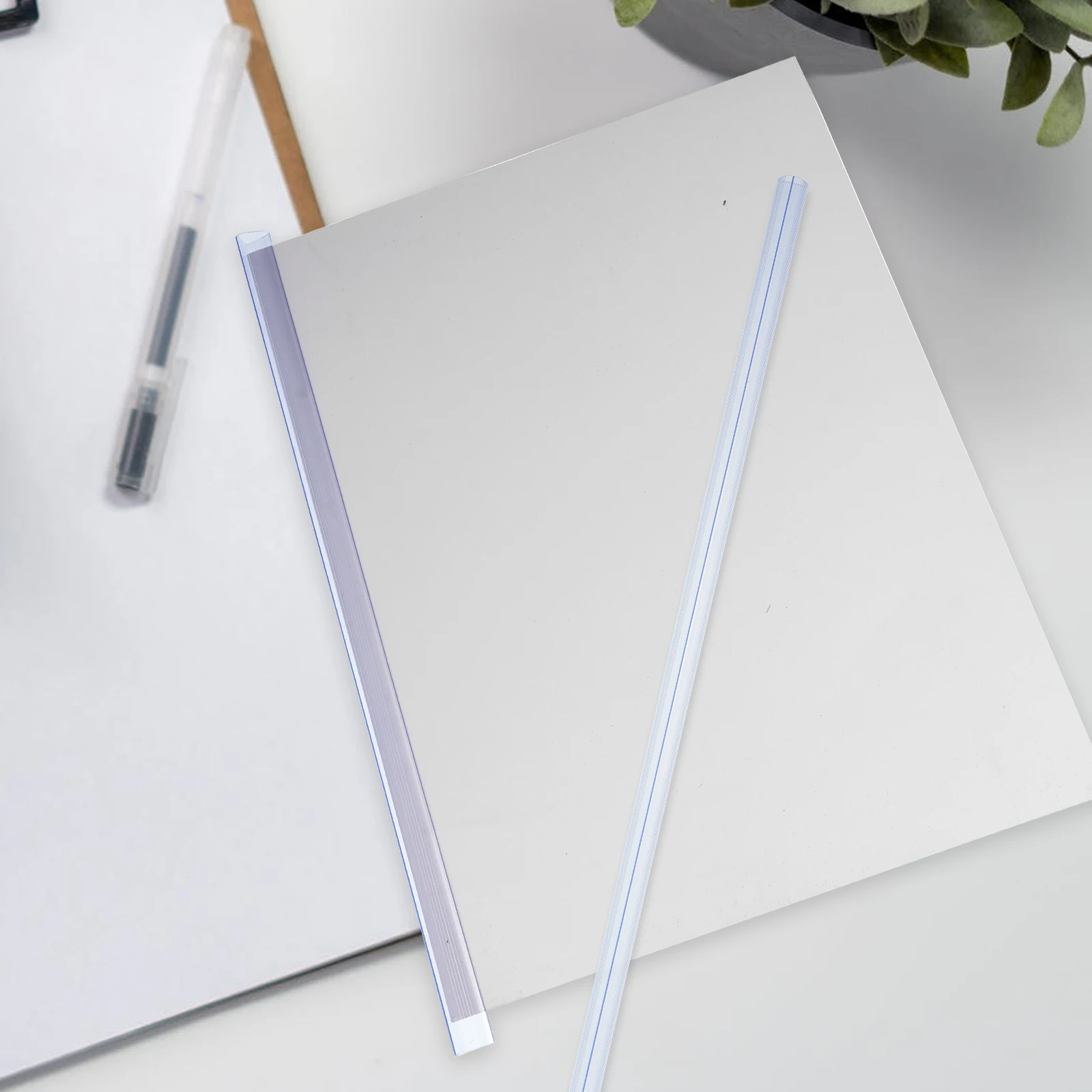 

Transparent Pull Rod Plastic Bookbinding Sliding Bar A4 Loose Leaf Binder Ring Strips Lightweight Clear Folder for Notebook