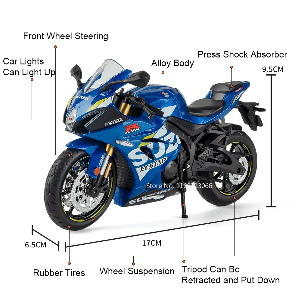 1:12 aleación Suzuki GSX250R GSX1000R motocicleta modelo coche de juguete con rueda ligera absorción de impacto vehículo en miniatura juguetes interactivos