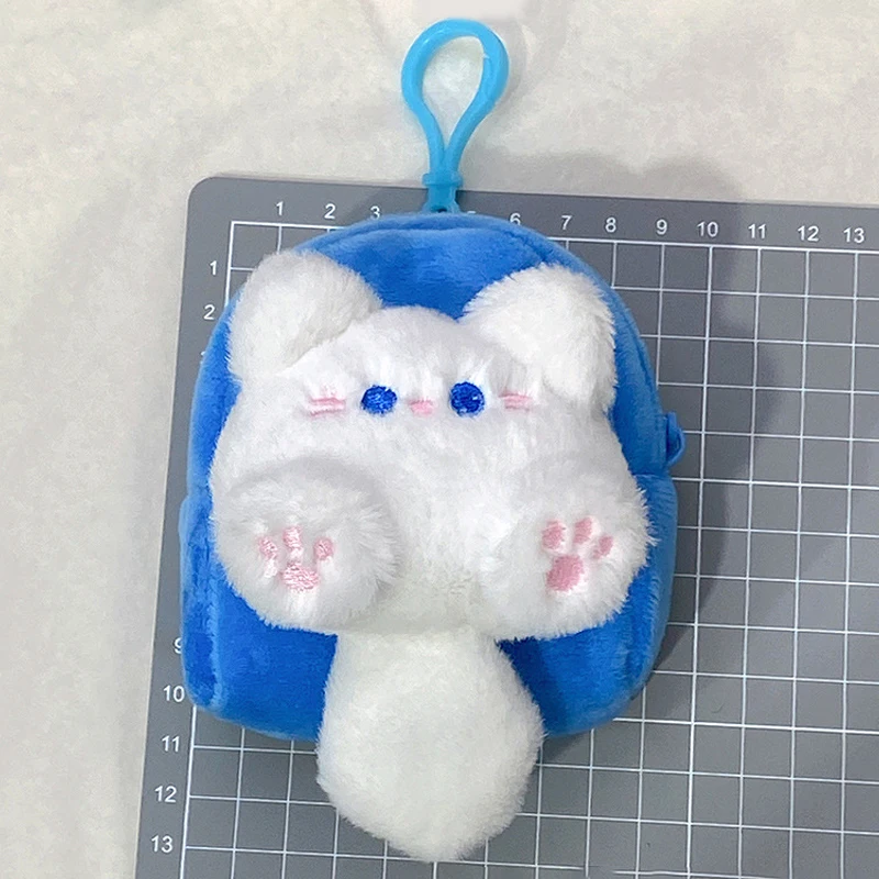 Kawaii Soft Stuffed Animal Little Cat Plush Coin Purse Cartoon Wallet Cable Headset Bag Women Birthyday Gift