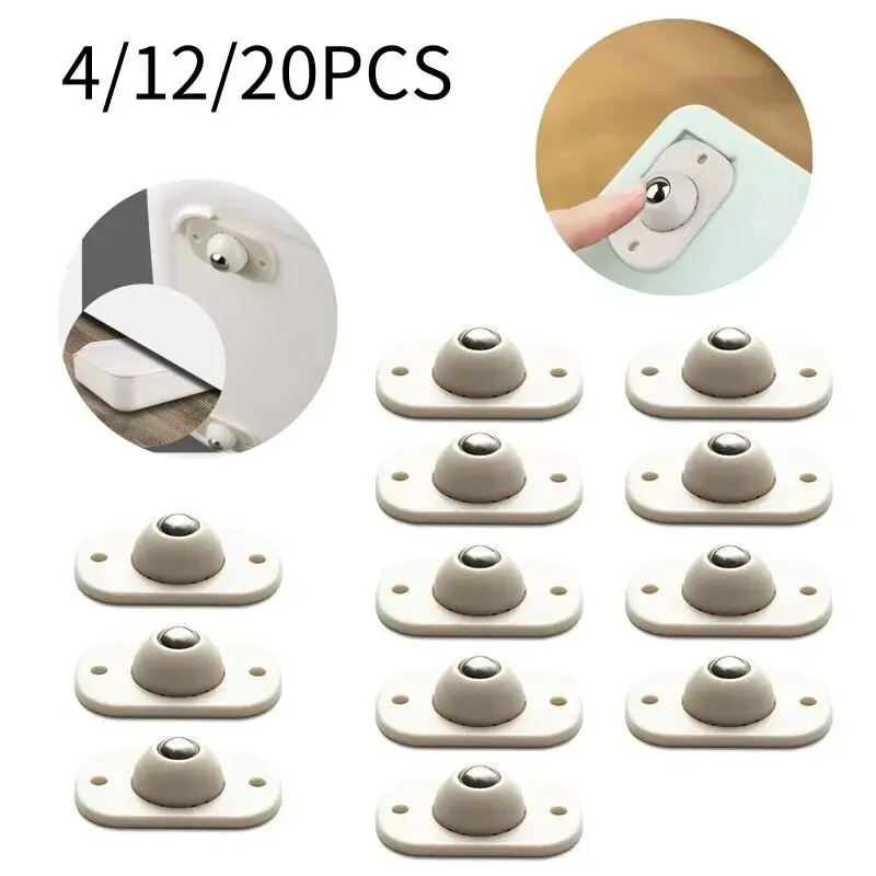 

4/12/20Pcs Wheels For Furniture Stainless Steel Roller Self Adhesive Caster Home 360 Degree Load Bearing Swivel Universal Wheel