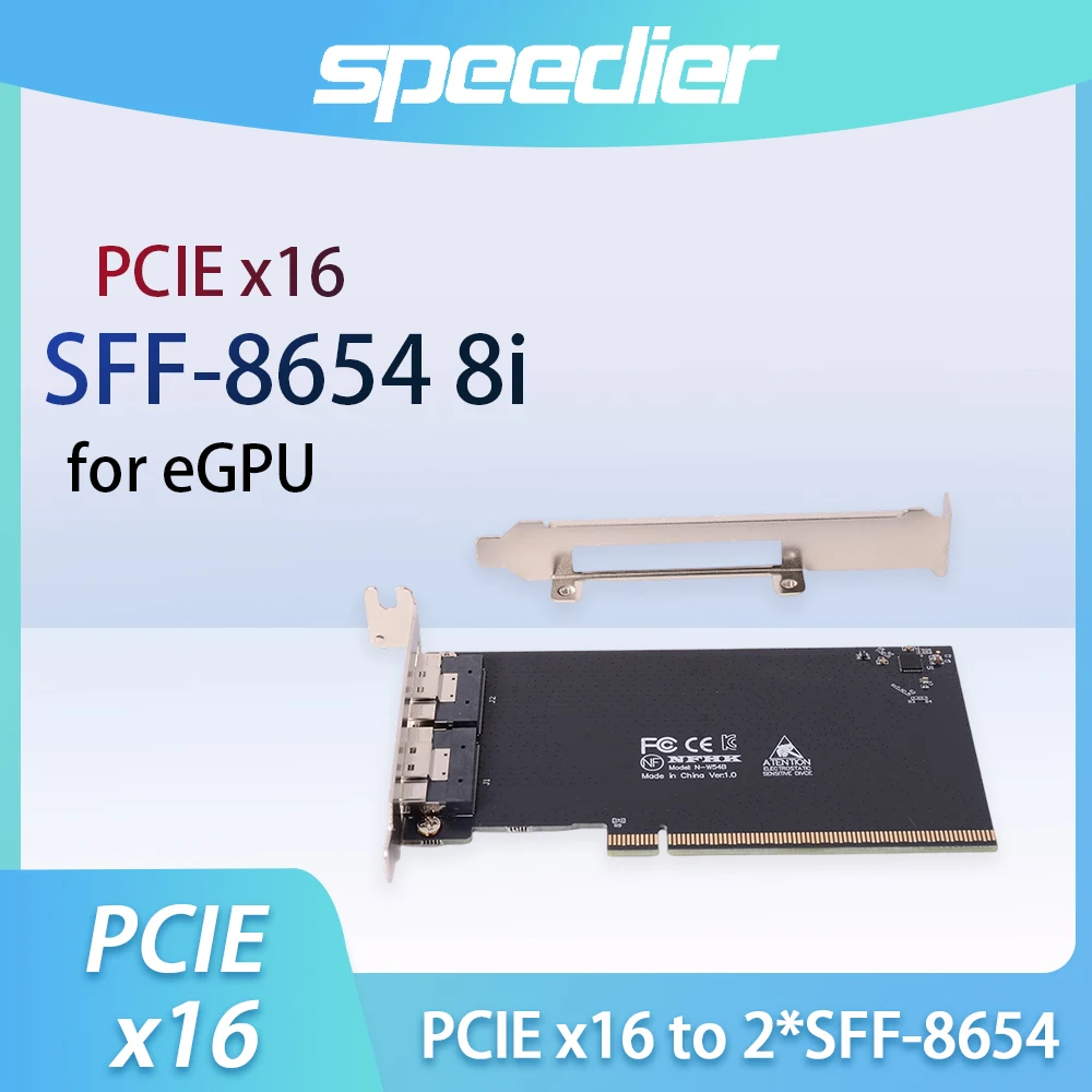 

PCIE X16 To 2-port SFF-8654 8i X8 External Graphics Card eGPU Adapter Card for GPU Graphics Dock PCI-E