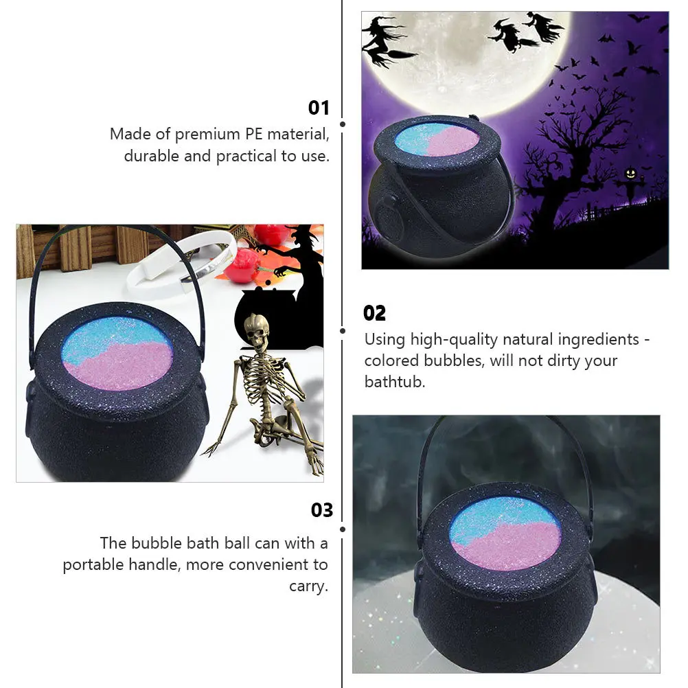 1 قطعة علبة فقاعات كرة استحمام وعاء هدية الهالوين مادة ممتازة رغوة حمام الملح مقبض محمول للمناسبات الخاصة