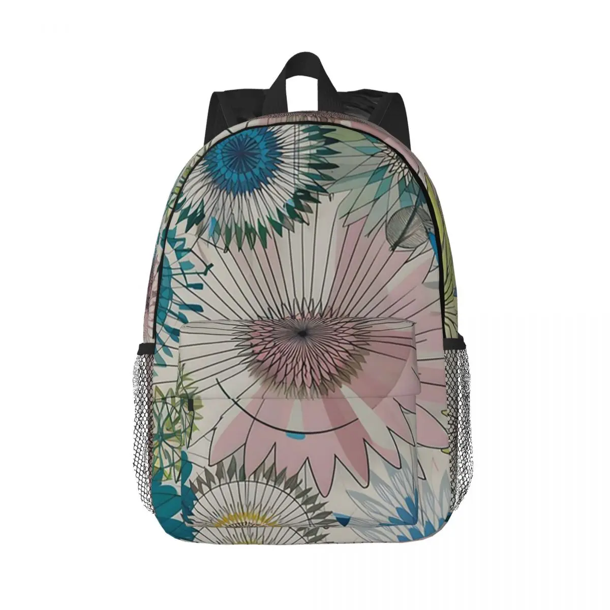 Vibrant Botanical Mosaic Exploring Geometric Florals Backpacks Teenager Bookbag Children School Bag Laptop Rucksack Shoulder Bag