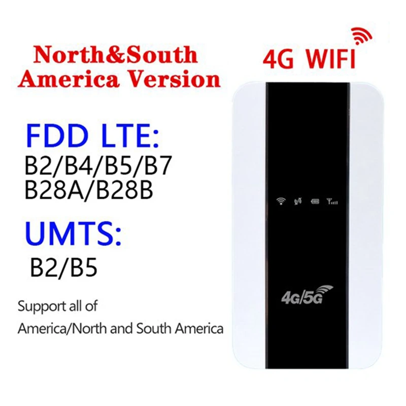 4G Wifi Router Portable MiFi Supports 4G/5G SIM Card 150Mbps WiFi Router Car Mobile Hotspot Router(America)