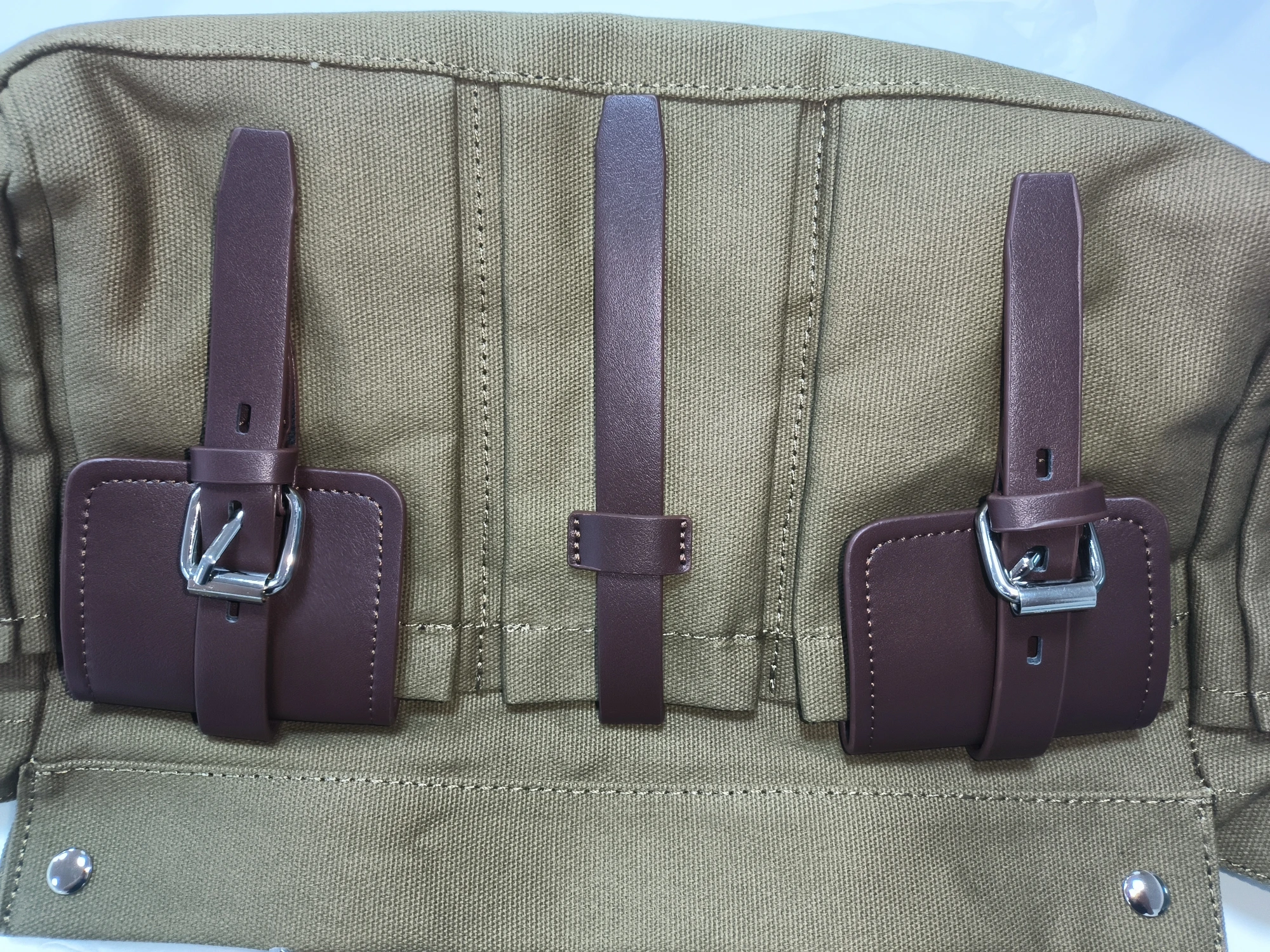 Luxuriöse Canvas-Leder-Mehrfach-Taschen-Tragetasche, Damen-Schultertasche mit Reißverschluss im Vintage-Stil, Motorrad-Biker-Style Handtasche, Leichtgewichtig – Detail 16