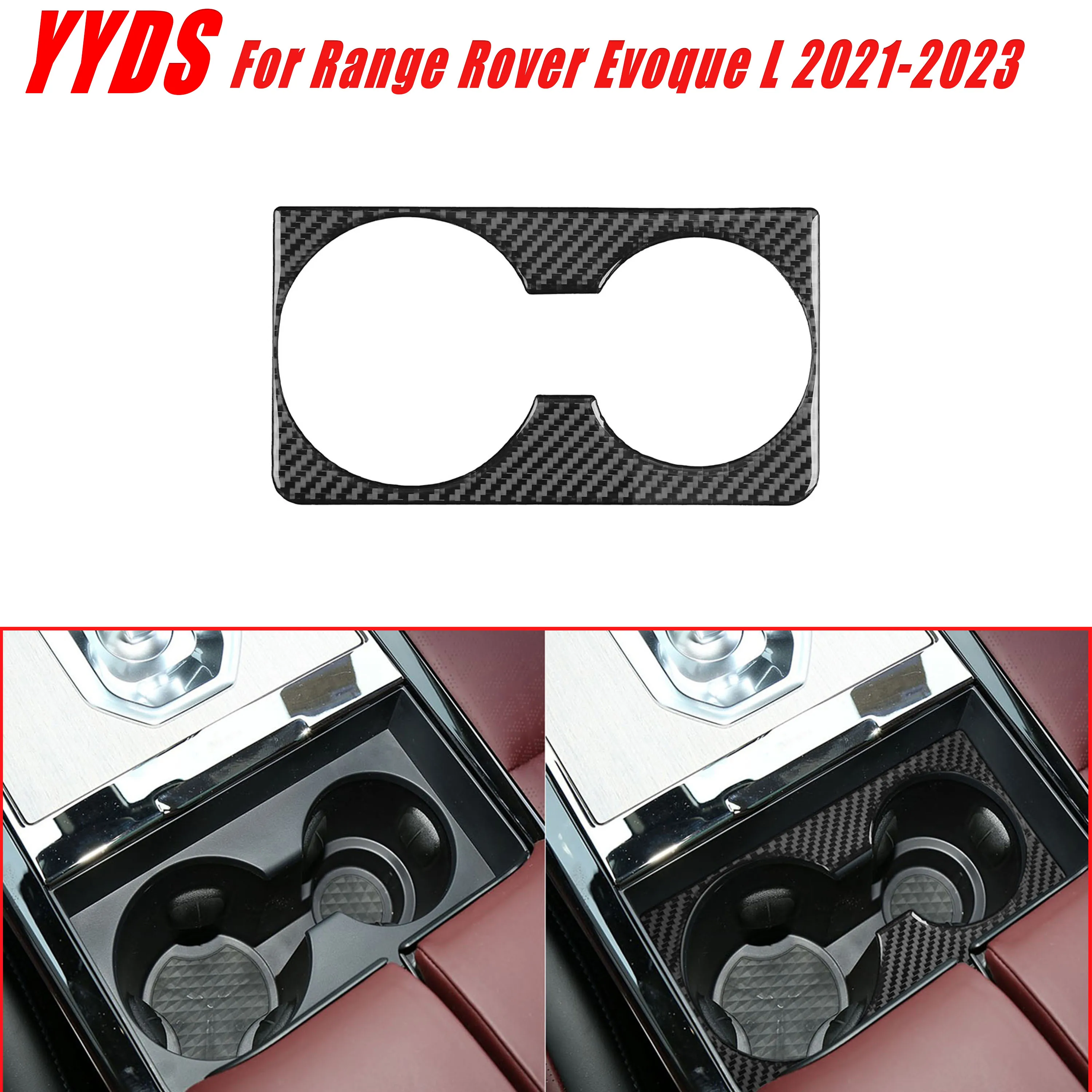 For Range Rover Evoque L 2021-2023 Real Soft Carbon Fiber Car Interior Center Console Water Cup Holder Slider Frame Cover 1Pc