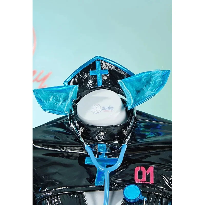 Az15Anime Miku Kostum Cosplay Wanita Kawaii Seksi Kulit Bodysuit Cakar Setelan Lucu Seragam Perawat Halloween Karnaval Pesta Pakaian