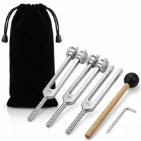 Juego de Diapasones Miwayer 128Hz 256Hz 512Hz con Martillo y Bolsa, Instrumentos Profesionales de Terapia de Sonido para Sanación, Chakra, Yoga