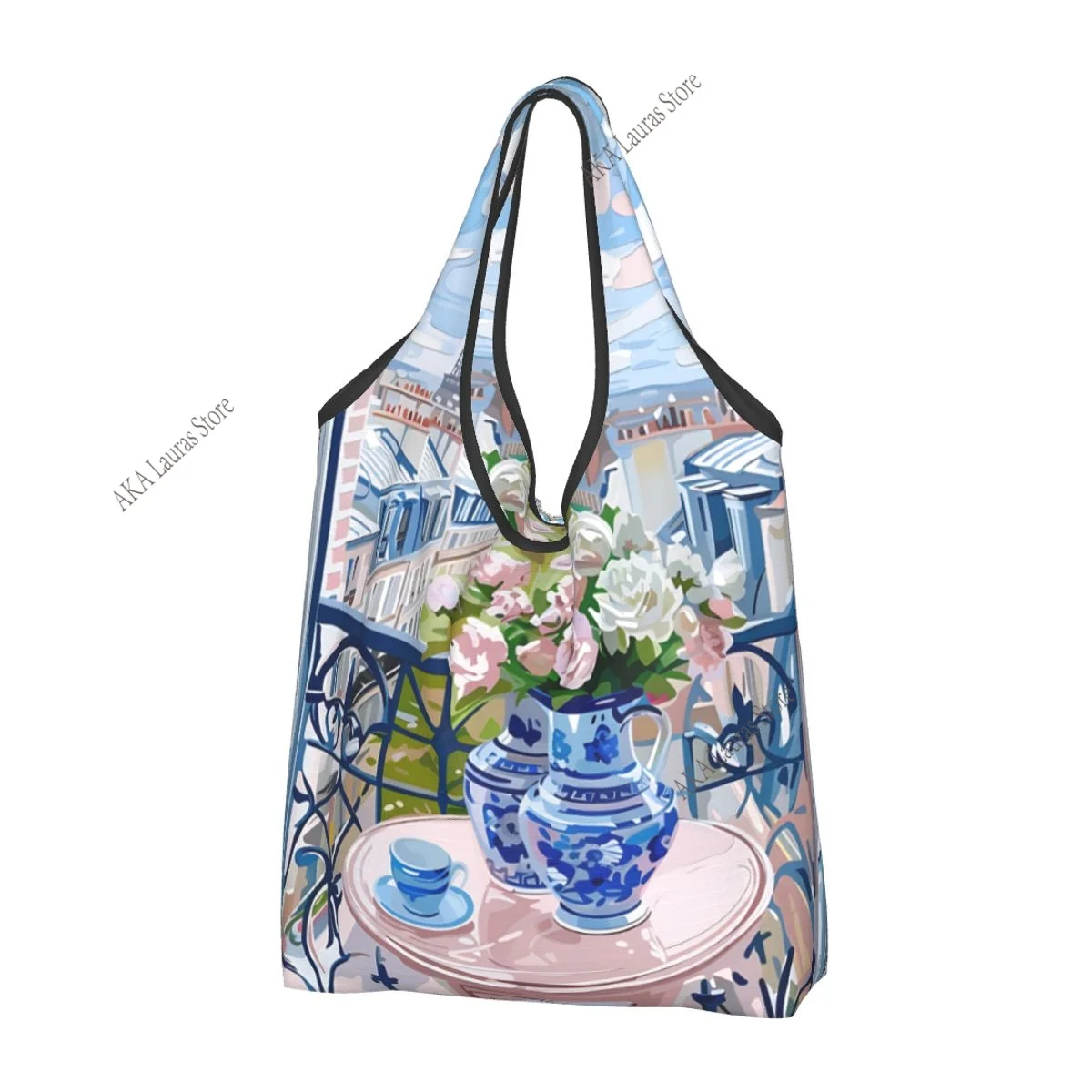 Shoulder Bag Painting- Table With Vase Flowers Ladies Handbag Tote Bag Reusable Large Bag