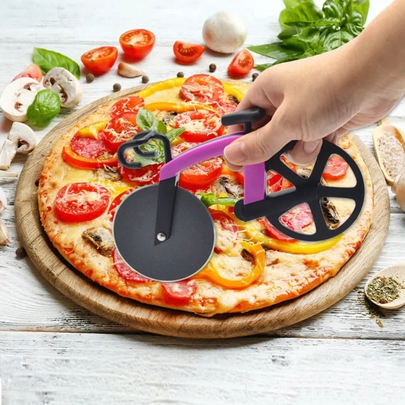 Creative Bike Pizza Cutting Roller Knife Pie Cutter Pizza Splitting Roller Knife Gadgets for Home