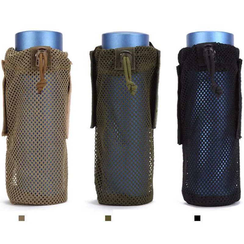 Tactical Molle Water Bottle Bag Military Bottle Stand With Top Drawstring And Net Bottom Portable Water Container Bag