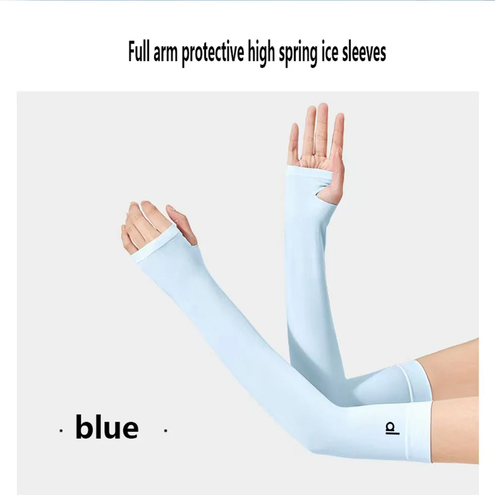 1 paio di maniche per dita estive, fresche da indossare, gomito ad alta elasticità, primavera, equitazione all'aperto, pesca senza dita, seta ghiacciata personalizzata