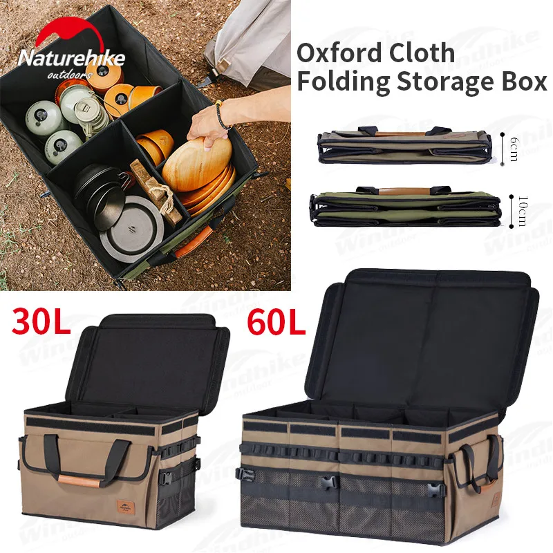 

Naturehike 30/60L Large Capacity Folding Storage Box Ultralight Oxford Cloth Wear-Resisting Picnic Travel Camping Sundries Bag