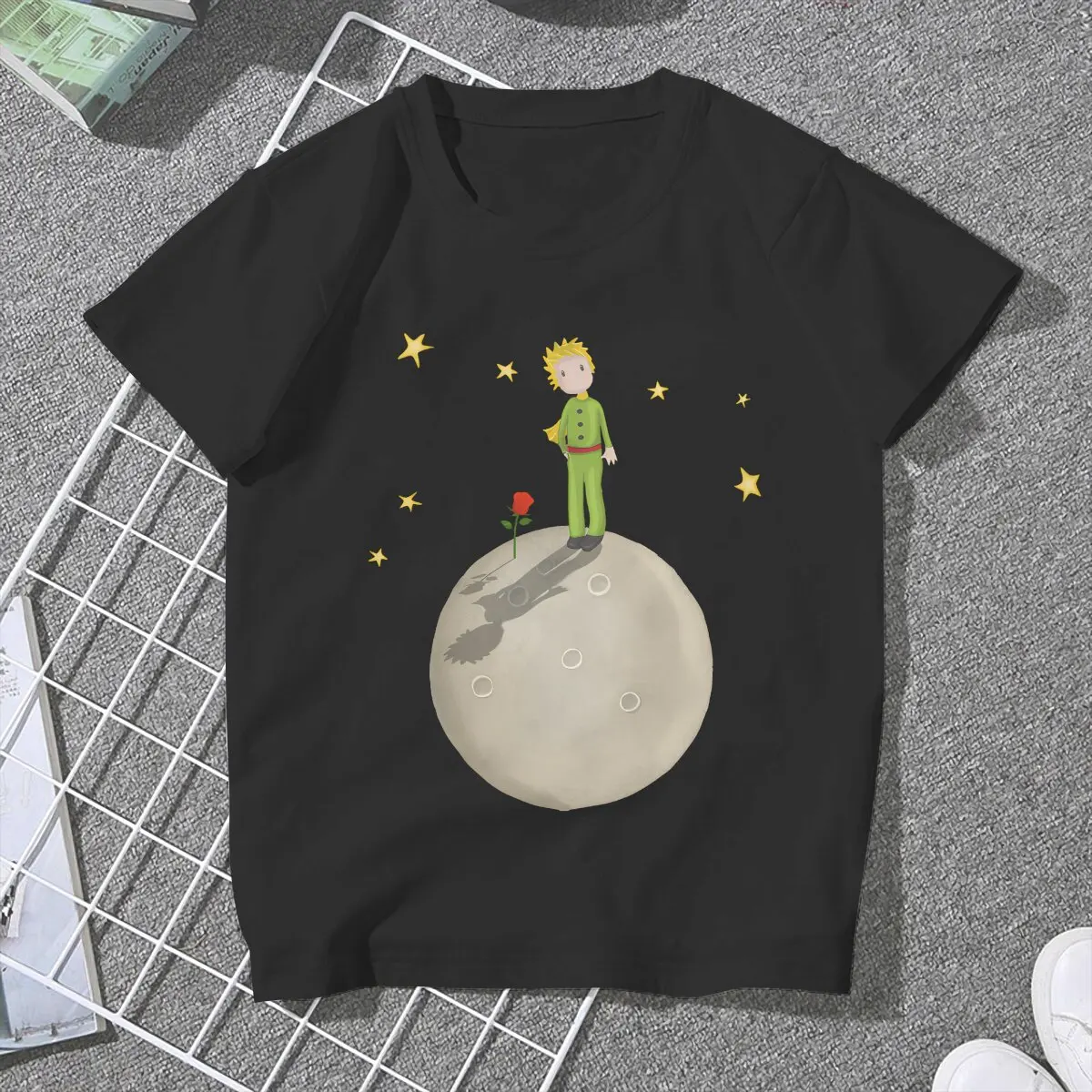 Little Prince Fox Cartoon Girls T Shirt Kawaii Female Tops Polyester Harajuku Kawaii Y2k Tees Ladies Tshirt