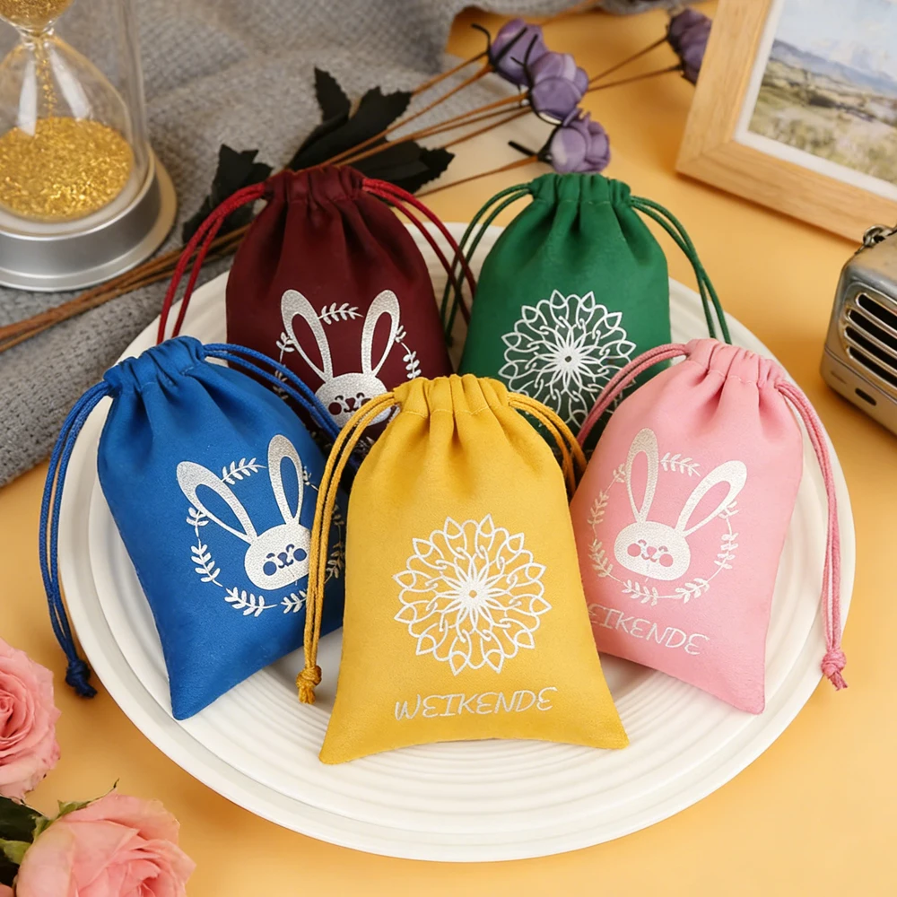 

50pcs Navy Flannel Jewelry Packaging Bags Custom Logo Small Gift Drawstring Pouch Ring Necklace Bracelet Pendant Earrings Sack