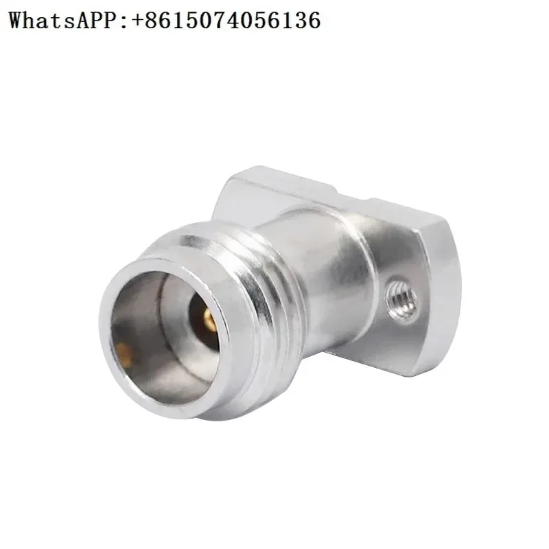 2.4-KFD216, DC-50G solderless connector on the surface of 2.4mm female vertical double-hole flange PCB board.