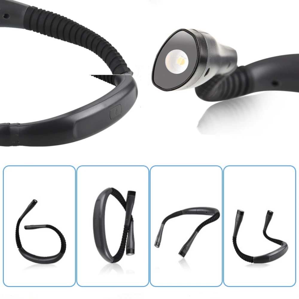 Lampe de Lecture LED Flexible et Réglable, Rechargeable par USB, 3 Couleurs, pour Camping, Réparation, Course à Pied
