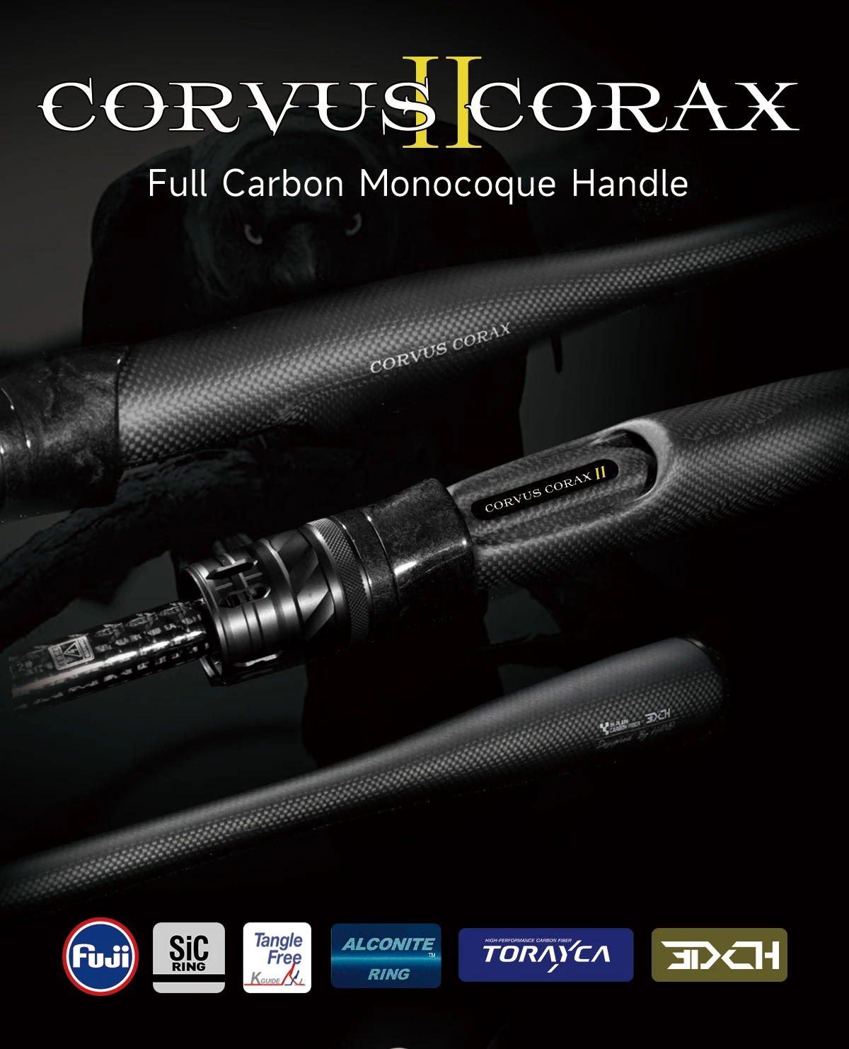 HANDING Corvus CoraxⅡ Hochwertige Spinnruten mit Fuji A und SiC Führungsringen aus Toray Carbonfaser und Vollcarbon-Monocoque-Griff – Detail 1