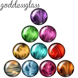 New Colorful water Wavy Patterns 10pcs 12mm/18mm/20mm/25mm Round photo glass cabochon demo flat back Making findings