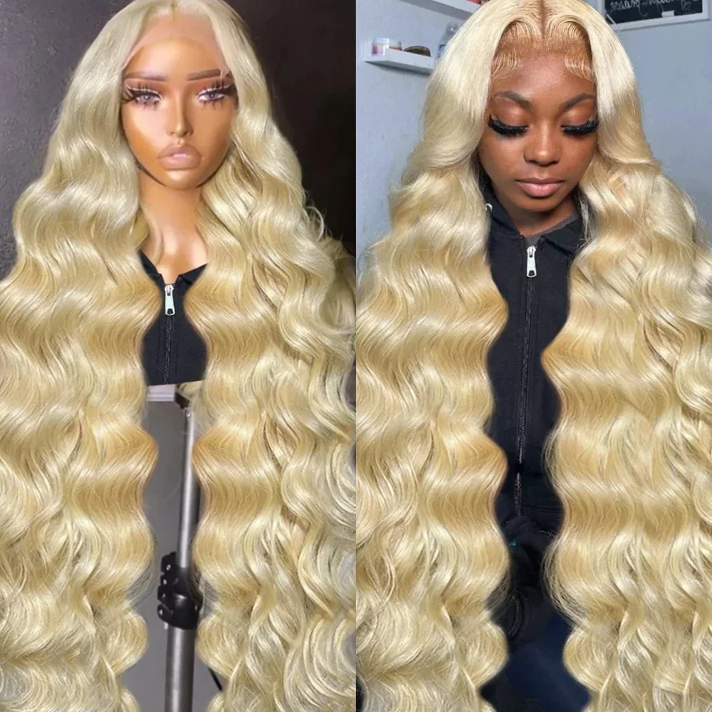 

Blonde 13x6 Body Wave 200 Density HD Lace Front Wig Pre Plucked 613 Lace Frontal Honey Colored Human Hair Wigs for Black Women