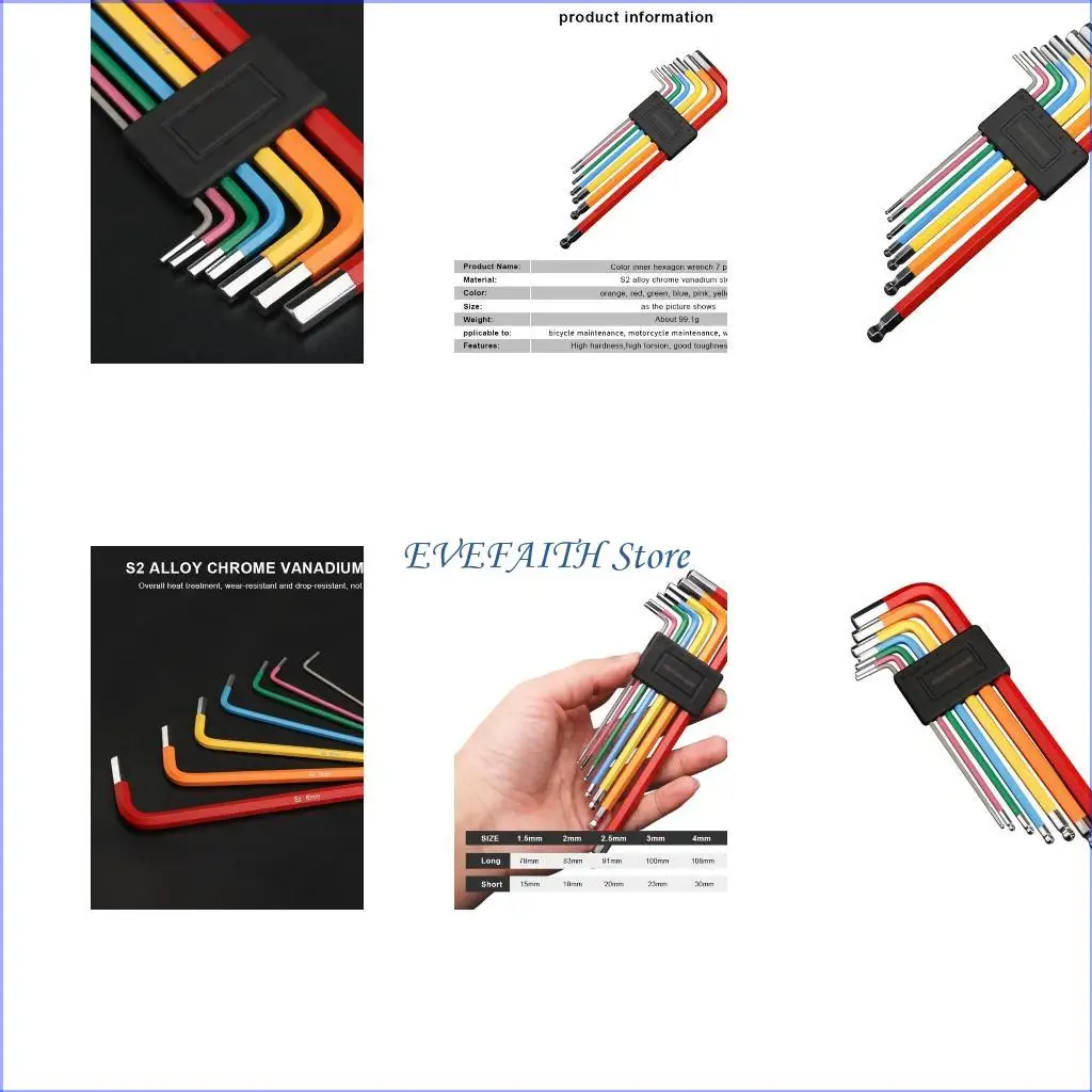 

124B Allen Set 7pcs Set Hexagon Spanner Universal Harench Tools