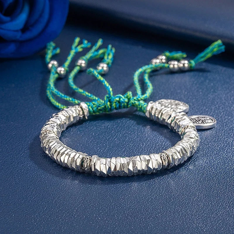 New Chinese style Chic Retro Coiled Bracelet Hand Woven Rope Adjustable Lucky Jewelry Senior Gift For Women KOFSAC