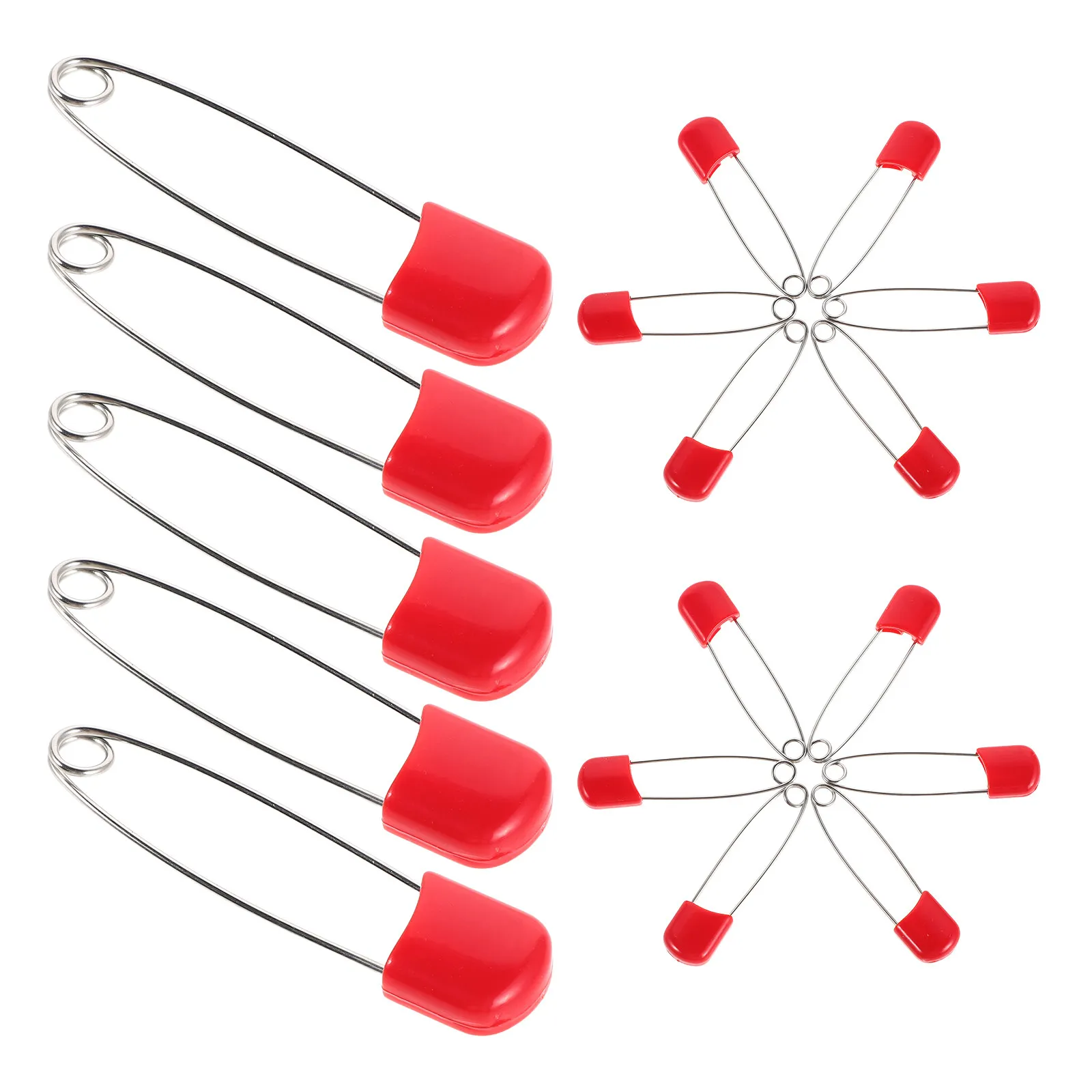 

100 шт. детских безопасных булавок из нержавеющей стали, красные, большие, для юбок, сверхпрочные, с надежной фиксацией, многофункциональные, для шитья