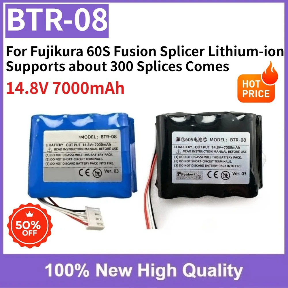 High Quality Battery BTR-08 14.8V 7000mAh for Fujikura 60S Fusion Splicer Lithium-ion Supports About 300 Splices Comes